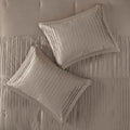 7 Piece Polyester Charmeuse Comforter Set Taupe Queen Queen Taupe Polyester