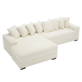 Arrived Oversized Two Piece Couches, L Shaped Sofa, Corduroy, Left Chaise Daybed,With Armrests,Eight Throw Pillows,Corner Sofa,Easy To Assemble, Beige Beige Polyester Wood Primary Living Space Pillow Back Medium Soft Modern Square Arms Wood 3 Seat