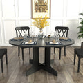 Dining Table For Farmhouse Kitchen 59X43 Inch Expandable Oval Table Top With Removable Leaf Trestle X Shaped Base Black Black Seats 6 Dining Room Floor Mount Round Kitchen & Dining Tables Laminated