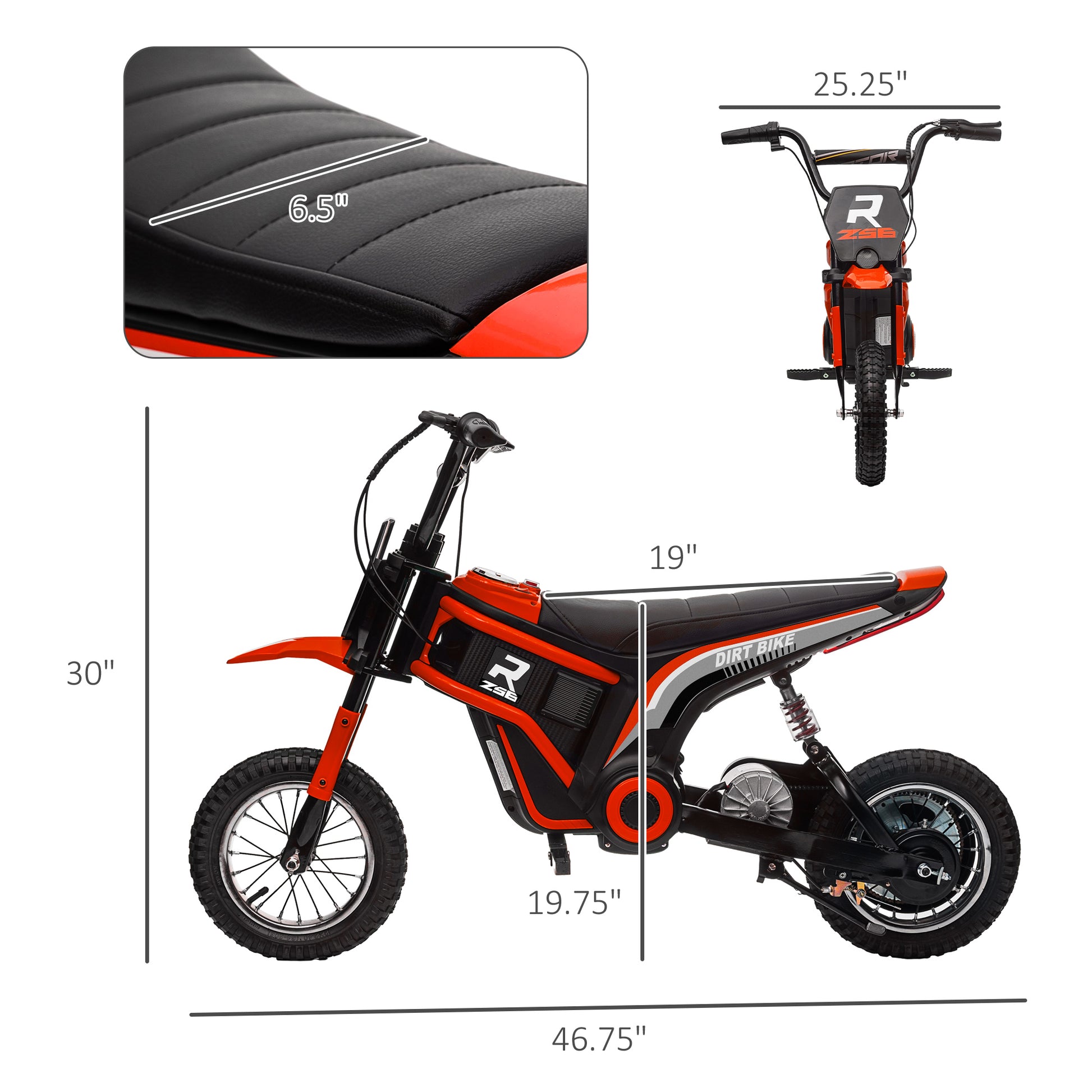 Aosom Electric Dirt Bike With Twist Grip Throttle, 24V 350W Off Road Electric Motorcycle, Up To 15 Mph With Brake, Music Horn, Rear Suspension For Ages 13 Years, Red Red Plastic