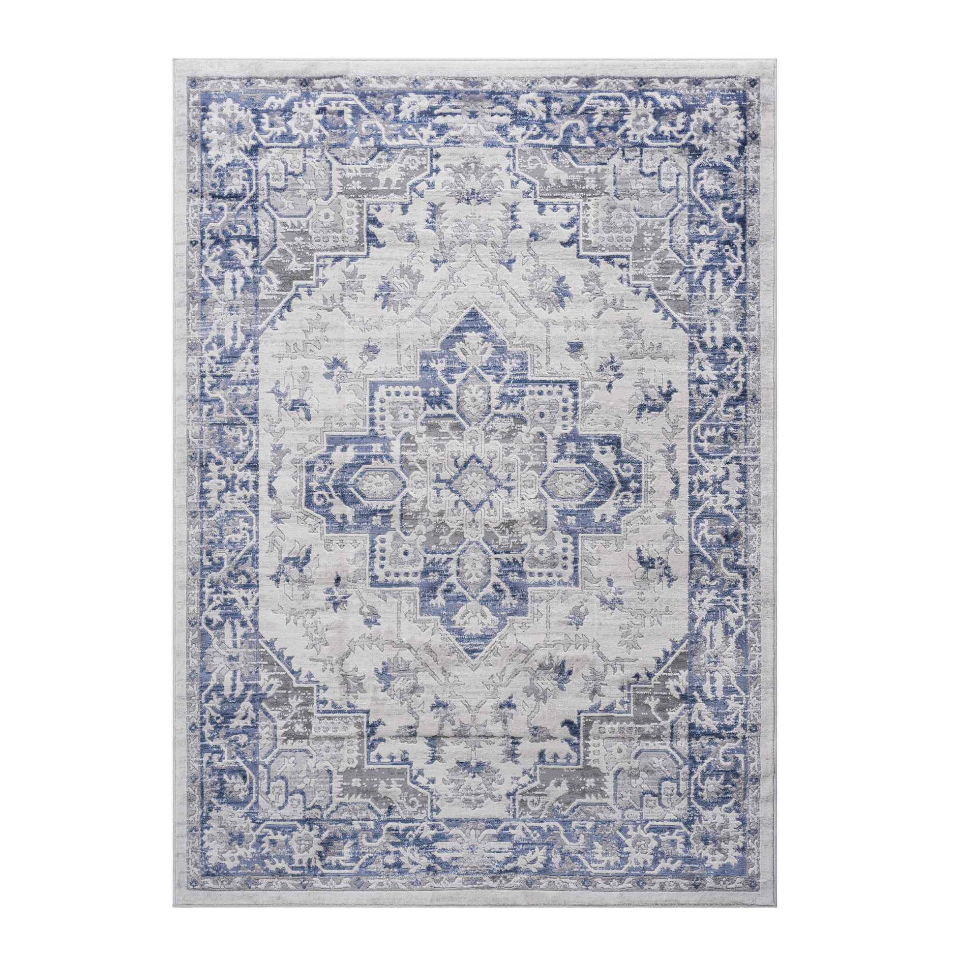 Naar Marfi Collection 2X3 Blue Grey Oriental Non Shedding Living Room Bedroom Dining Home Office Stylish And Stain Resistant Area Rug Blue Grey Polyester