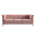 Fx P82 Pk Sofa Modern Designs Velvet Upholstered Living Room Sofa, 3 Seat Sofa Couch With Golden Metal Legs For Home, Apartment Or Office Pink Sofa Pink Velvet 3 Seat