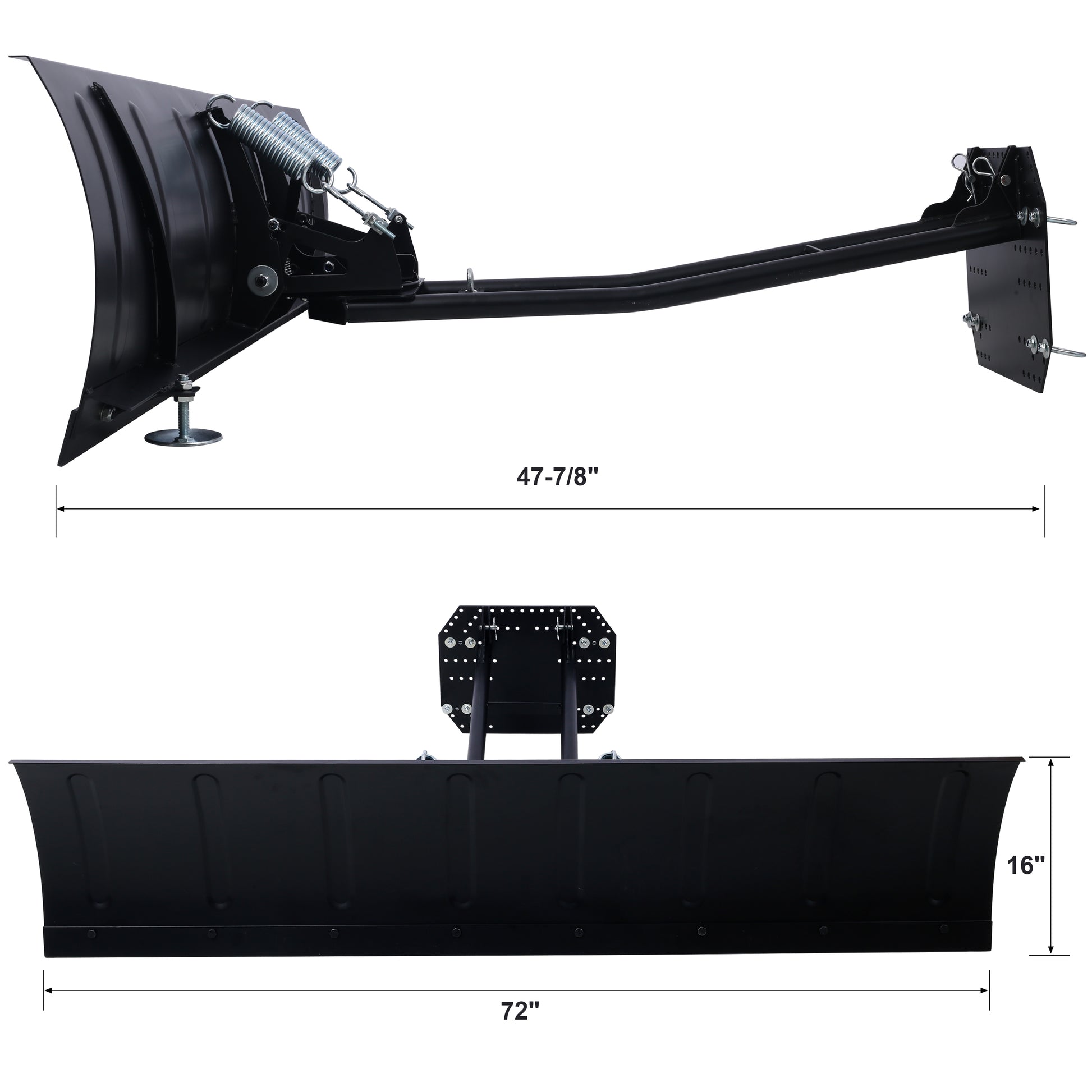 Universal Utv Snow Plow Kit,Plow System ,Steel Blade Complete Universal Mount Package 72In Black Steel