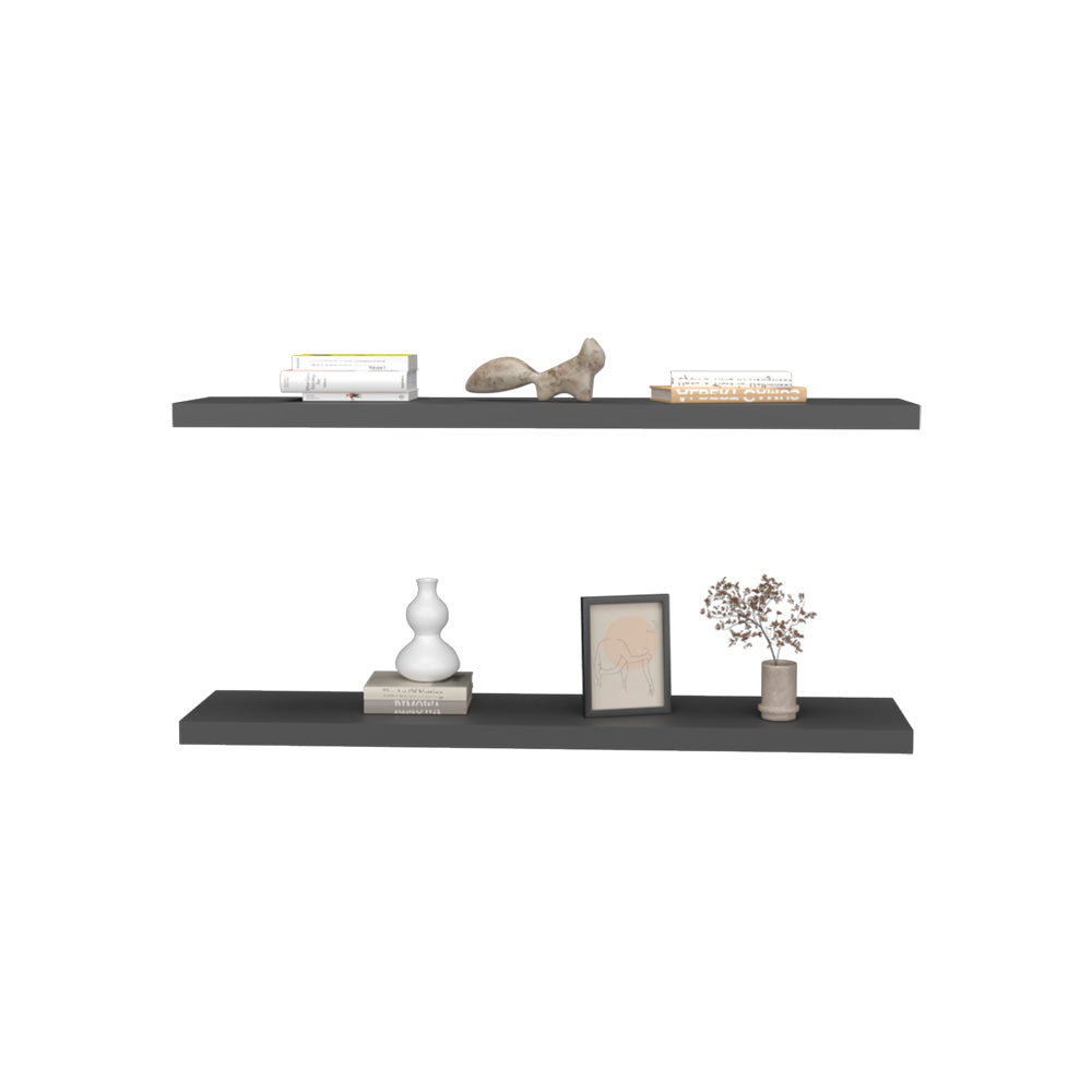 Floating Shelf Lyle, Living Room, Matt Gray Matte Gray Particle Board Engineered Wood
