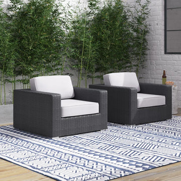 Fully Assembled Patio Chair With Cushions Black,Grey Wicker