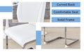 Luxury Simple Arch Chair Set Of 4 White Pu Material High Resilience Dining Chair With Arched Metal Silver Leg. White Silver Metal,Pu