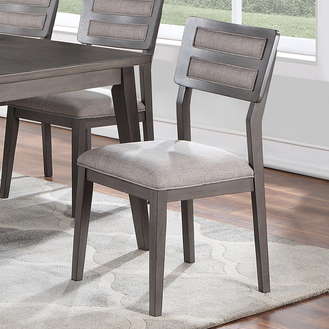 Set Of 2 Upholstered Dining Chairs, Grey Solid Grey Rectangular Set Of 2 Fabric,Mdf