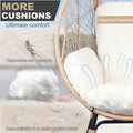 Patio Pe Wicker Egg Chair Model 3 With Natural Color Rattan Beige Cushion And Side Table Yes Natural Foam Steel