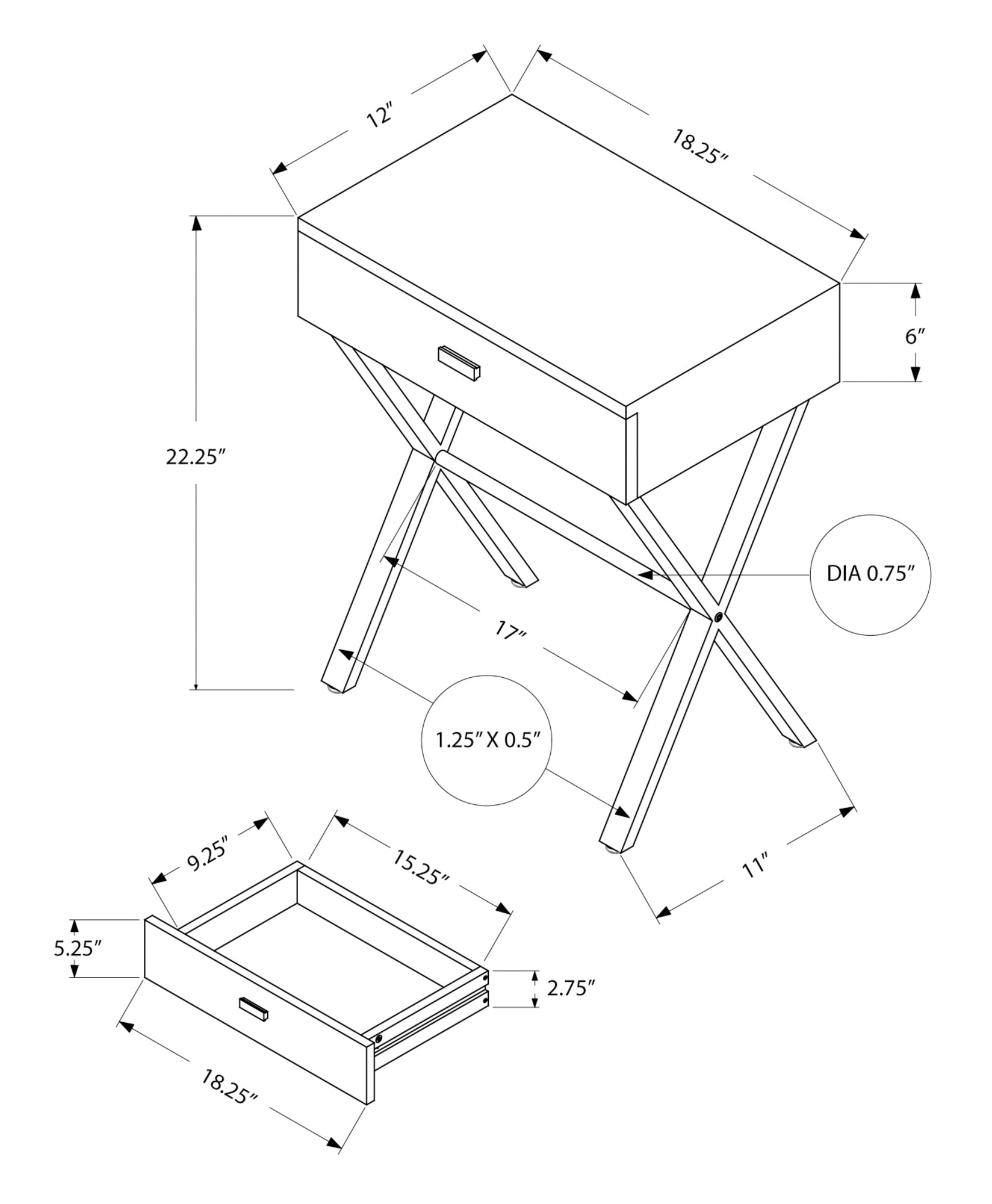 Accent Table, Side, End, Nightstand, Lamp, Storage Drawer, Living Room, Bedroom, Glossy White Laminate, Chrome Metal, Contemporary, Modern White Particle Board