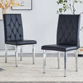 2 Piece Dining Chair, Modern Style Kitchen Upholstered High Back, Metal Leg Office Chair, Suitable For Dining Room, Office, Restaurant. Black Set Of 2 Pu