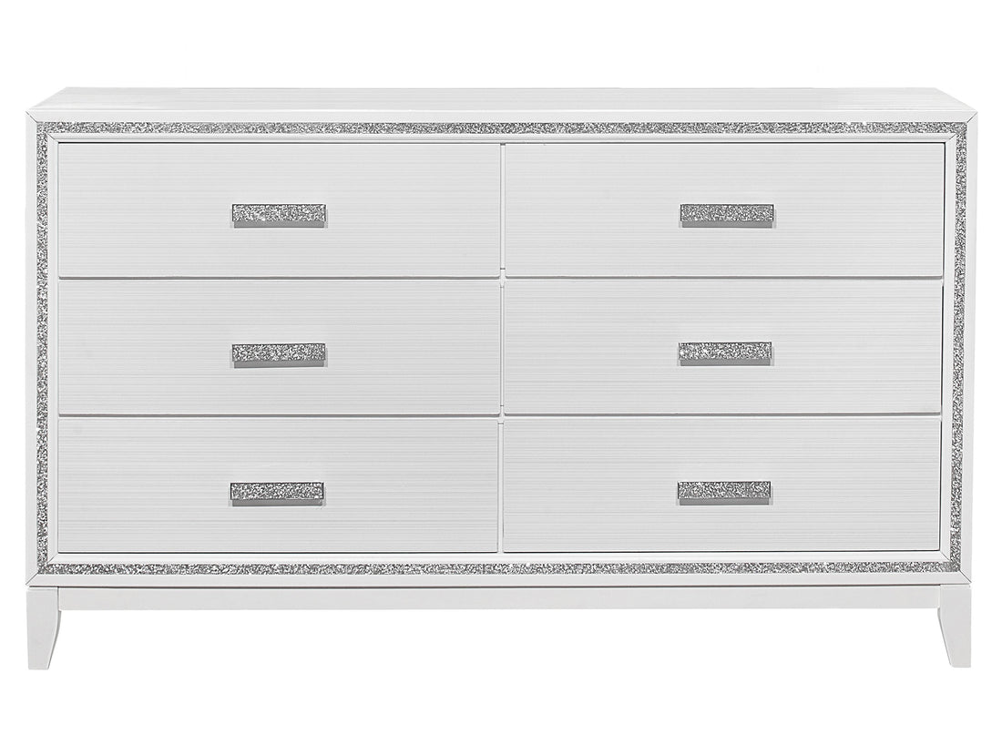 Almera Glitter White Dresser White Rubber Wood