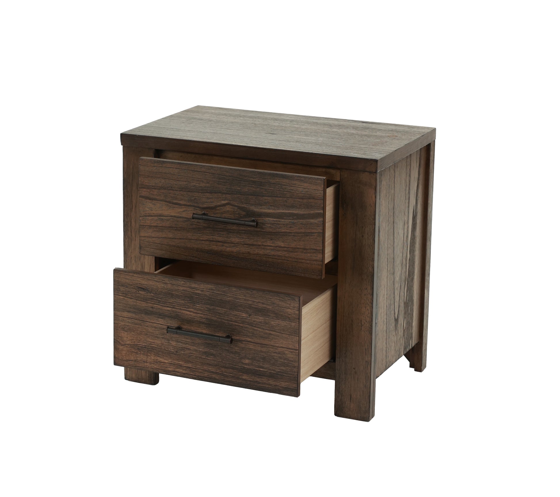 Oak Finish 1Pc Nightstand Wooden Bedside Table 2X Drawers Storage Bedroom Furniture Oak 2 Drawers Bedroom Bedside Cabinet Contemporary,Modern,Transitional Rubberwood Easy Assembly Oak Particle Board