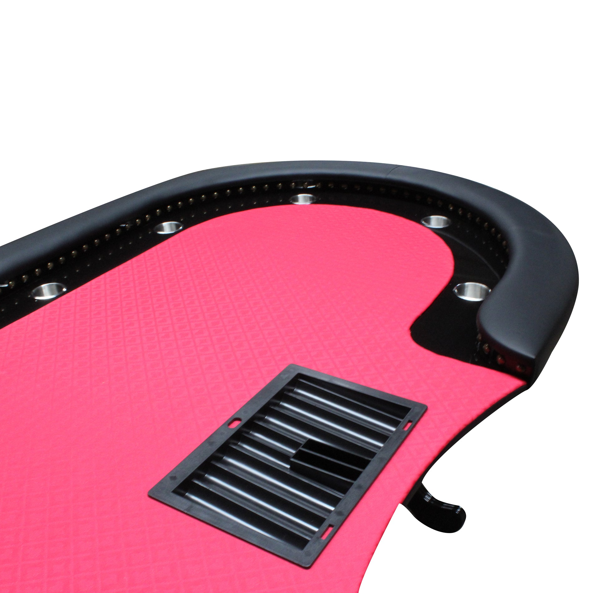 96" Poker Table For 10 Players Casino Game Texas Hold'Em Premium Oval With Round Stud Rivet Decorate Waterproof Cloth Chip Tray Cup Holders Red Red Primary Living Space Modern Plastic,Tech