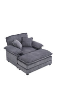 56.3 Inch Corduroy Single Sofa With 2 Toss Pillows And A Ottoman ,Comfy Sofa Deep Seat Couch For Living Room Grey Foam 1 Seat