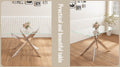 47.2 Inch Modern Minimalist Tempered Glass Coffee Table, Metal Leg Rectangular Dining Table, Transparent Glass Living Room Dining Table, 47.2 Inch X27.5 Inch 29.5 Inch Small Space Suitable