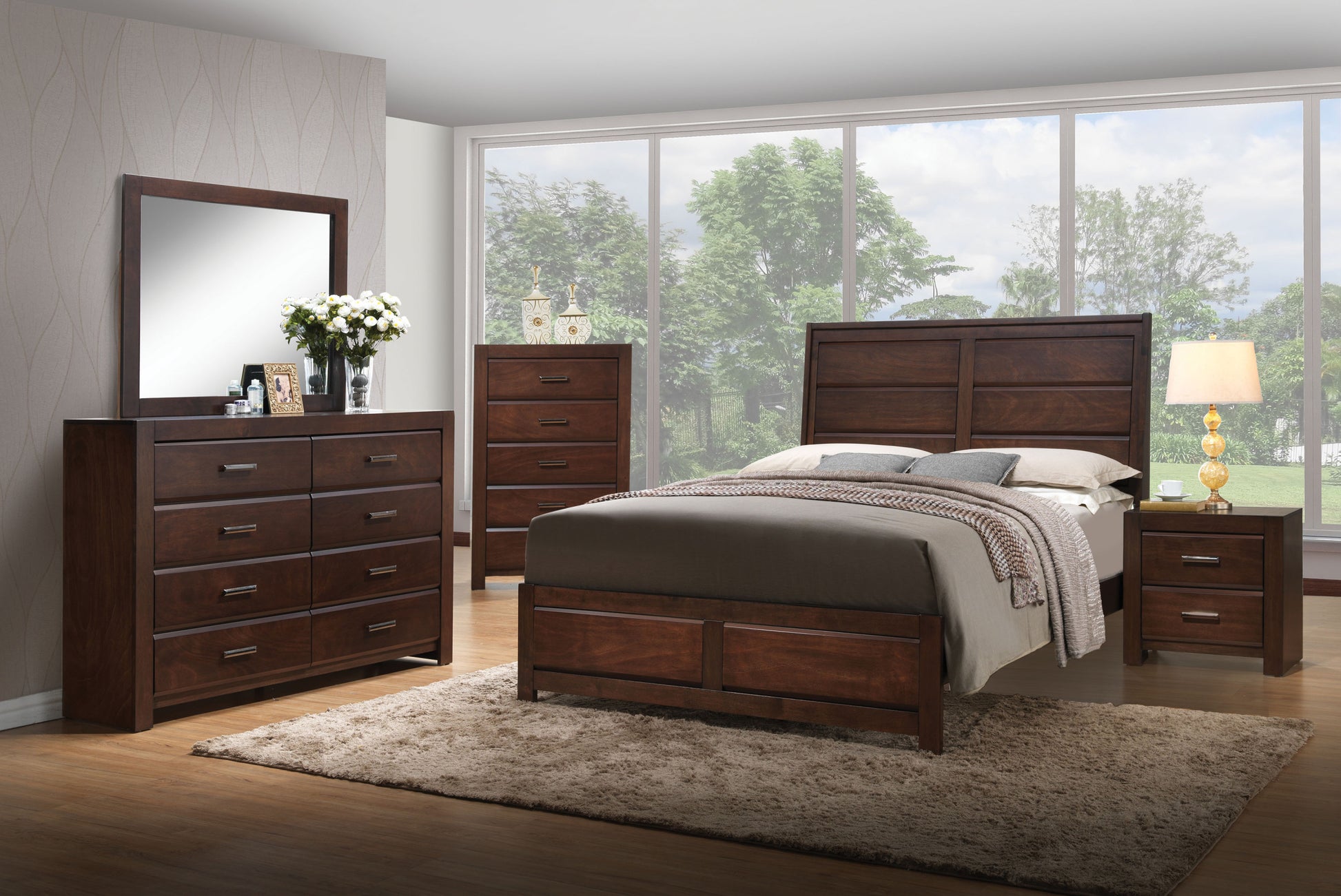 Walnut 5 Drawer Chest Walnut Bedroom Solid Wood Mdf