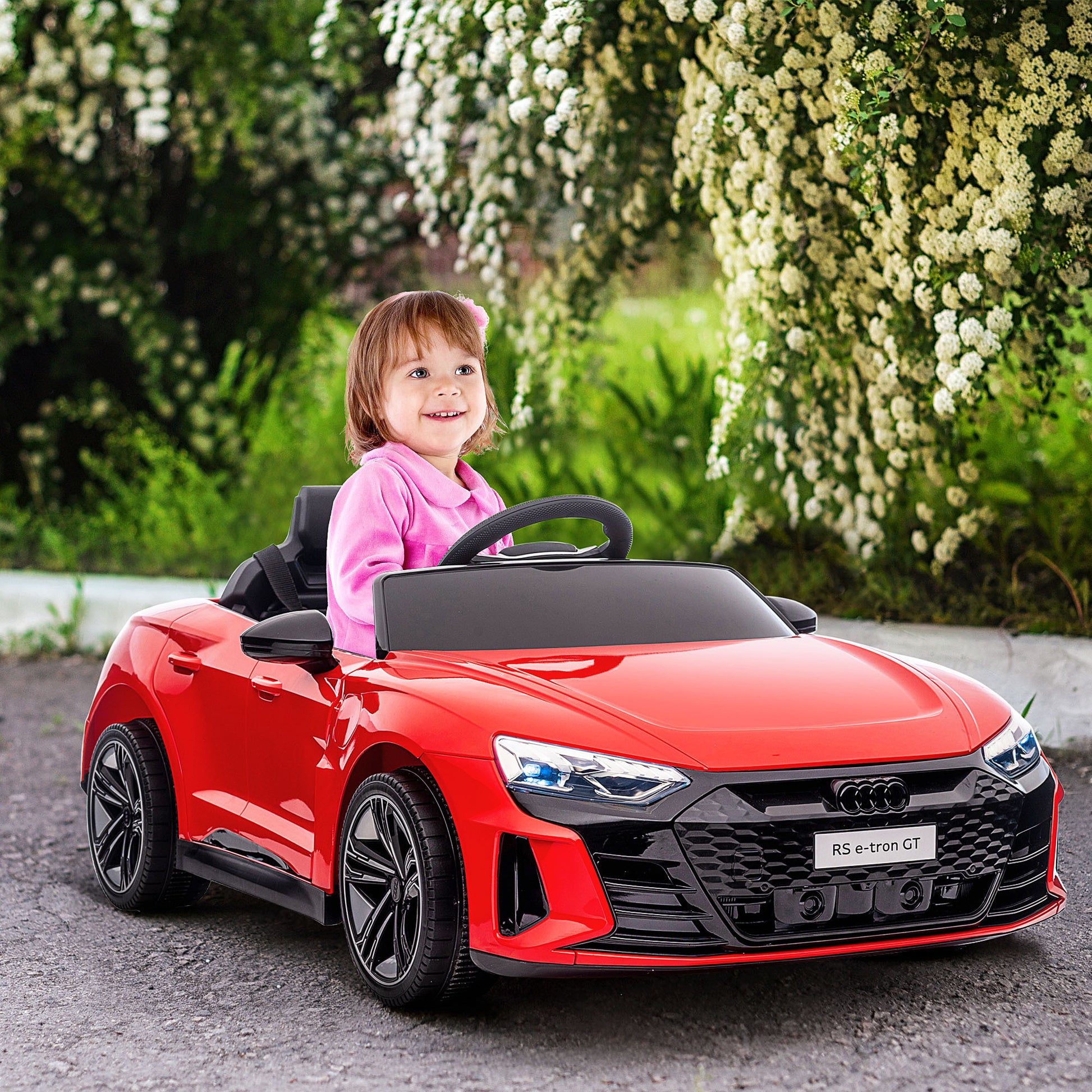 Aosom Kids Ride On Car, 12V Licensed Audi Rs E Tron Gt 3.1 Mph Electric Car For Kids, Ride On Toy For Boys And Girls With Remote Control, 4 Wheels With Suspension, Horn, Music, Lights, Red Red Plastic