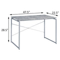 Grey And Silver Writing Desk With Metal Sled Base Grey Silver Writting Desk Office Industrial Rectangular Desk Wood Metal Sled