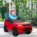 Qaba Land Rover Discovery Sport Licensed 12V Kids Ride On Car, Battery Powered Kids Electric Car With Remote Control, Soft Start, Led Lights, Music Horn, 3 Speeds, Red Red Plastic