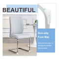 Luxury Simple Arch Chair Set Of 6 Light Gray Pu Material High Resilience Dining Chair With Arched Metal Silver Leg. Light Gray,Silver Metal,Pu
