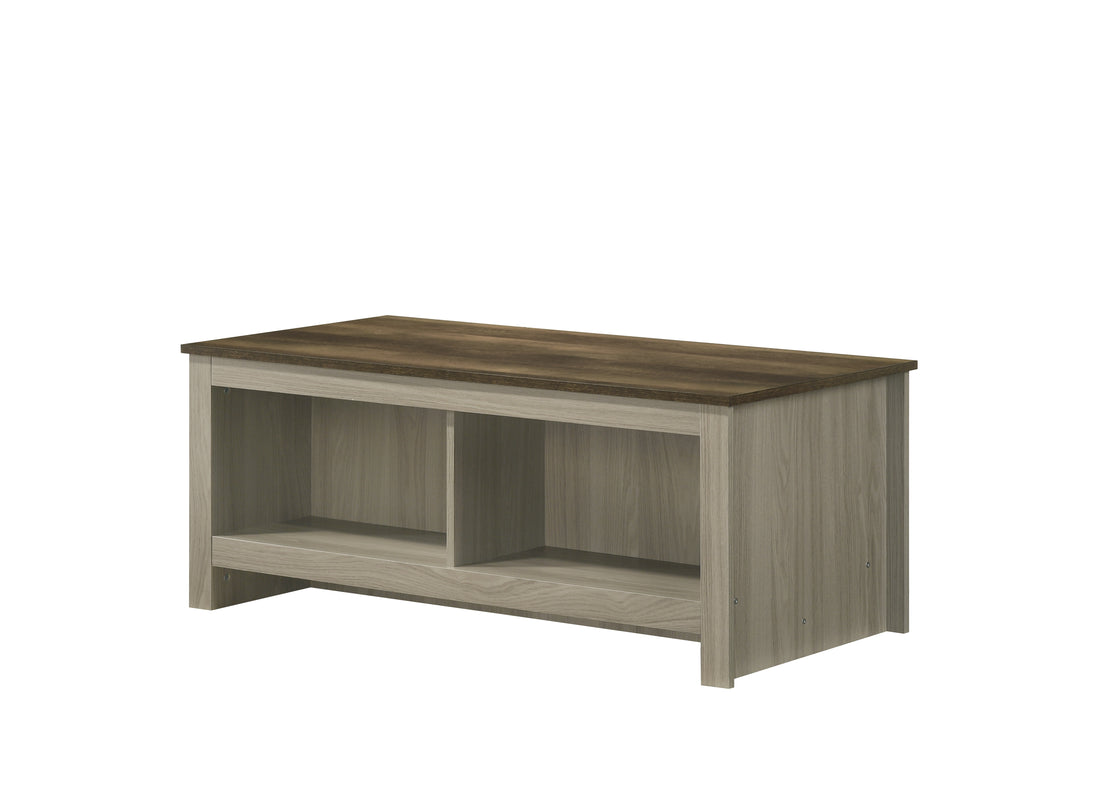 Nyla 43"W Gray Oak Coffee Table With Open Shelves Front And Back Gray Wood