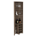 Essential Corner Bar Cabinetthree Shelves, Eight Built In Wine Rack, Two Side Shelves Dark Brown Dark Brown Dining Room Modern Shelves Included Particle Board