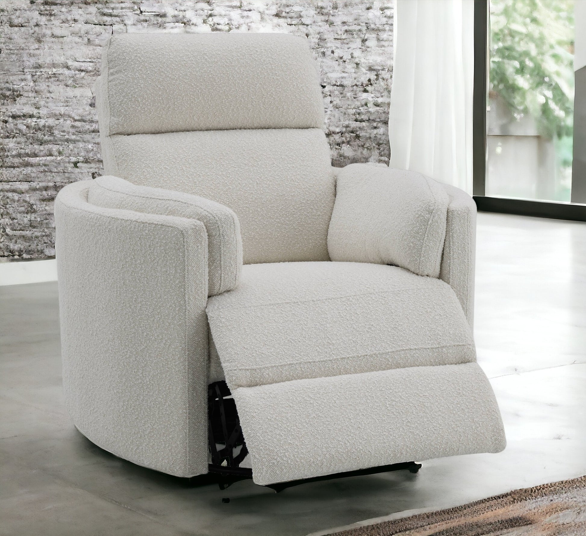 Sagen Glider Recliner W Swivel, Beige Boucle Lv02733 Beige Upholstered