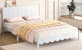 Queen Size Wood Platform Bed Frame, Retro Style Bed With Rectangular Headboard,No Need Box Spring,White Queen White Wood