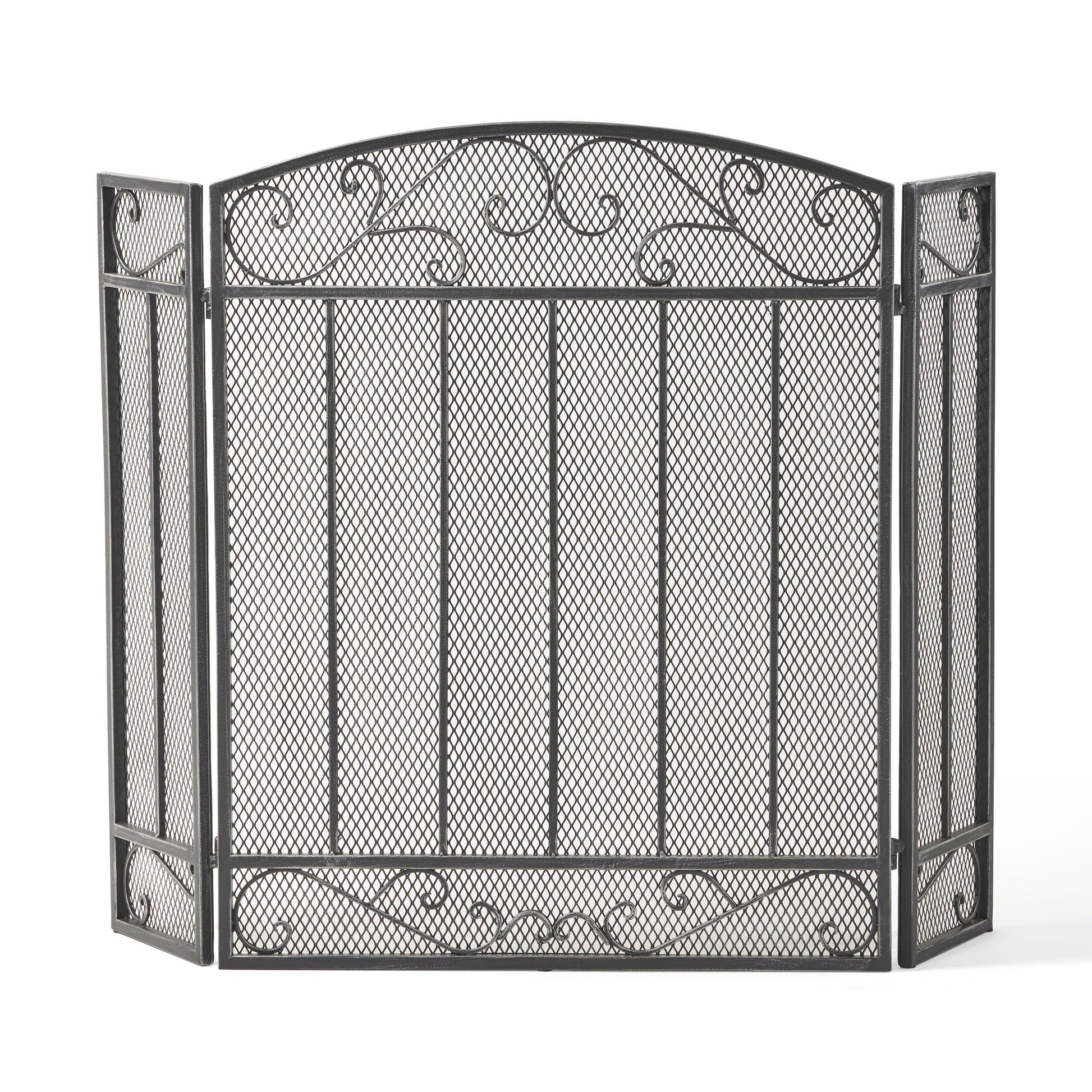 Fire Screen Black Silver Iron