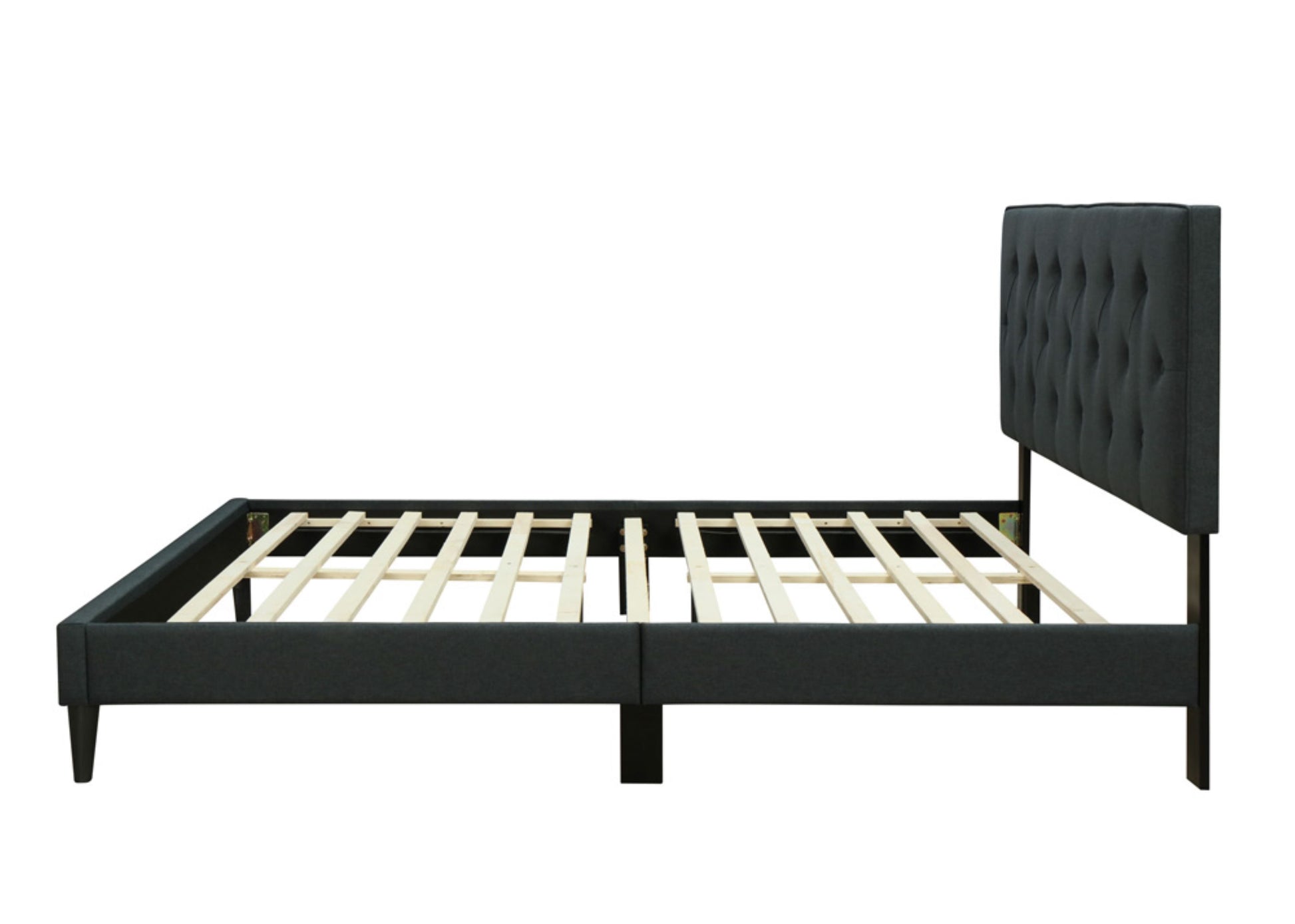 Twin Sized Tufted Bed In A Box W Usb Black Upholstered