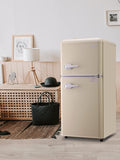 3.5Cu.Ft Compact Refrigerator Mini Fridge With Freezer, Small Refrigerator With 2 Door, 7 Level Thermostat Removable Shelves For Kitchen, Dorm, Apartment, Bar, Office, Cream Cream Kitchen Modern Abs Steel Q235