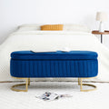 Storage Bench Bedroom Bench, Velvet Oval Upholstered End Of Bed Bench With Golden Metal Legs,50