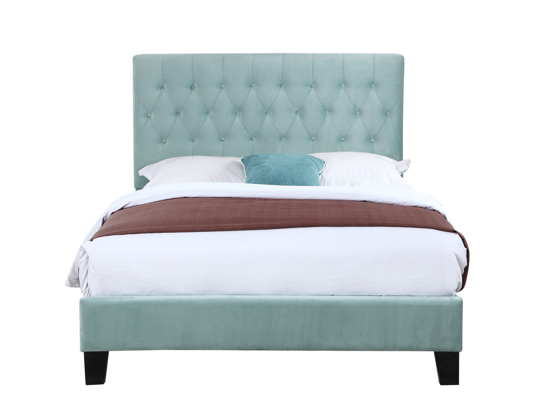 Luma Blue Queen Upholstered Bed Queen Blue Foam Solid Wood