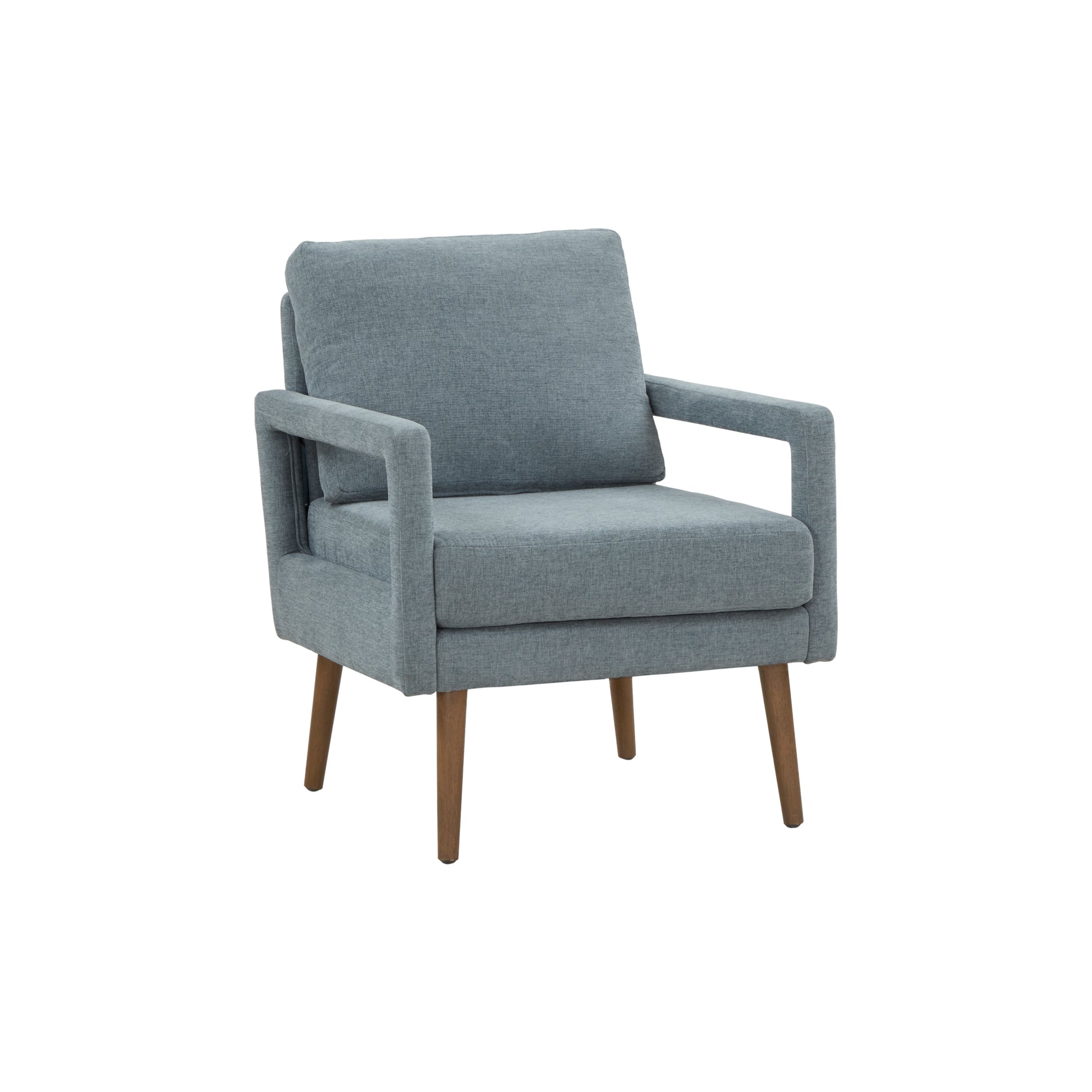 Mid Century Armchair2Pcs, Accent Chair With Wood Legs & Soft Cushion For Living Room, Bedroom, Home Office, Study, Dim Grey Grey Foam Wood Fabric