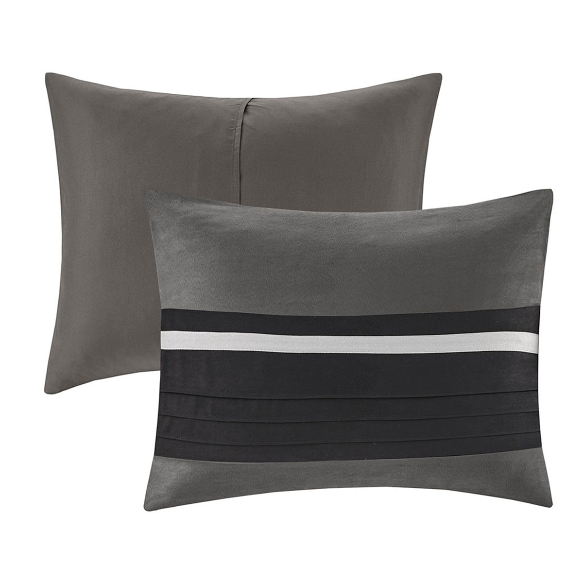 7 Pc Pieced Faux Suede Comforter Set Black Queen Queen Black Polyester