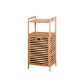 Bathroom Laundry Basket Bamboo Storage Basket With 2 Tier Shelf 17.32 X 13 X 37.8 Inch Natural Bamboo