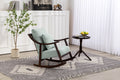 Woven Fabric Mid Century Modern Accent Chairs Comfy Upholstered Glider Arm Chair With Solid Wood For Living Room Bedroom Balcony Light Green Linen