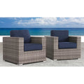 Wicker Club Chair Sunbrella Grey Brown Gray,Navy Blue Wicker