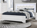 Shaker Crocodile Metallic White King Bed With Led White Solid Wood Mdf