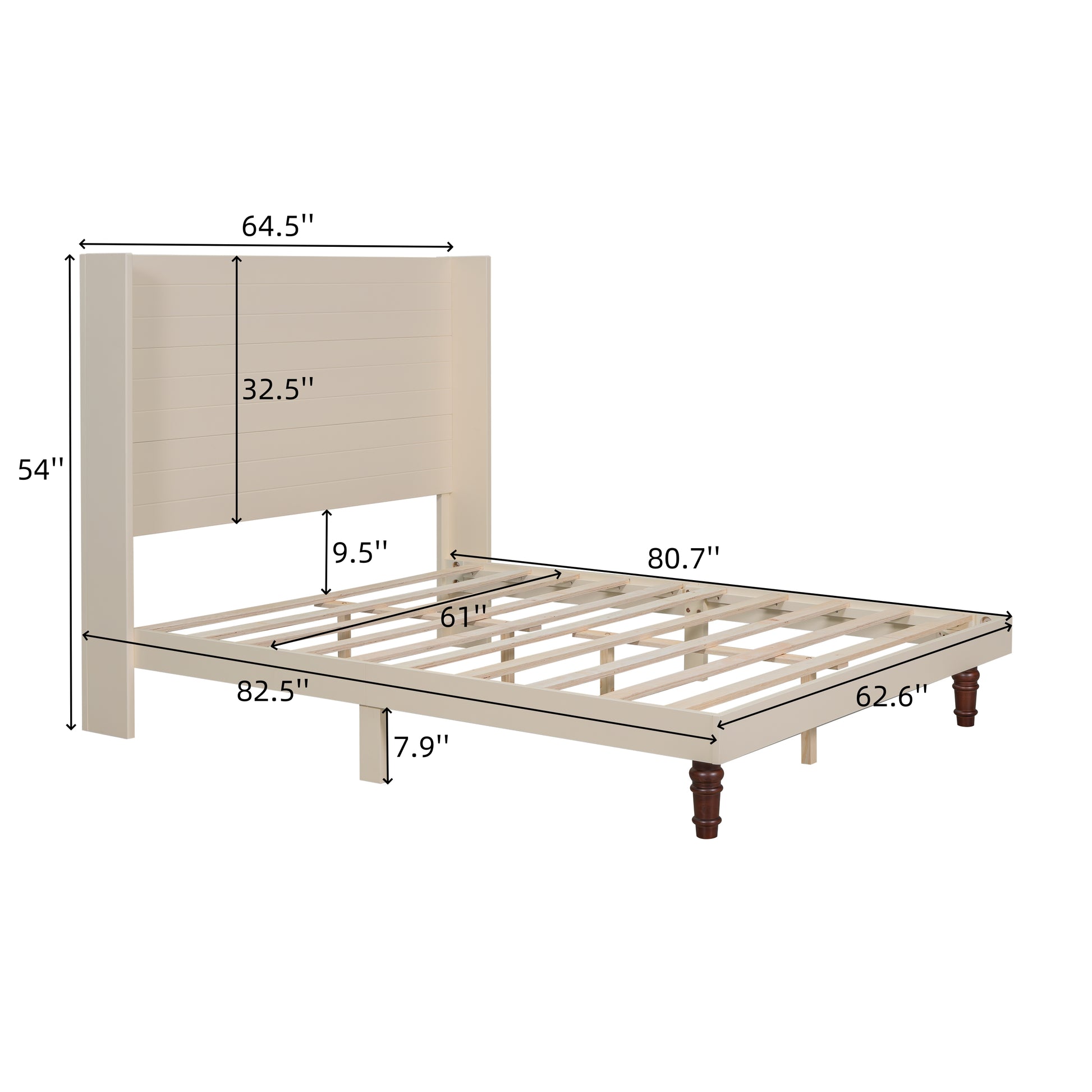 Stylish High Headboard Bed, 54 "High Headboard, High Quality, Comfortable High Back Design Ideal For Reading Or Relaxing, Queen Size, Beige Box Spring Not Required Beige Mdf