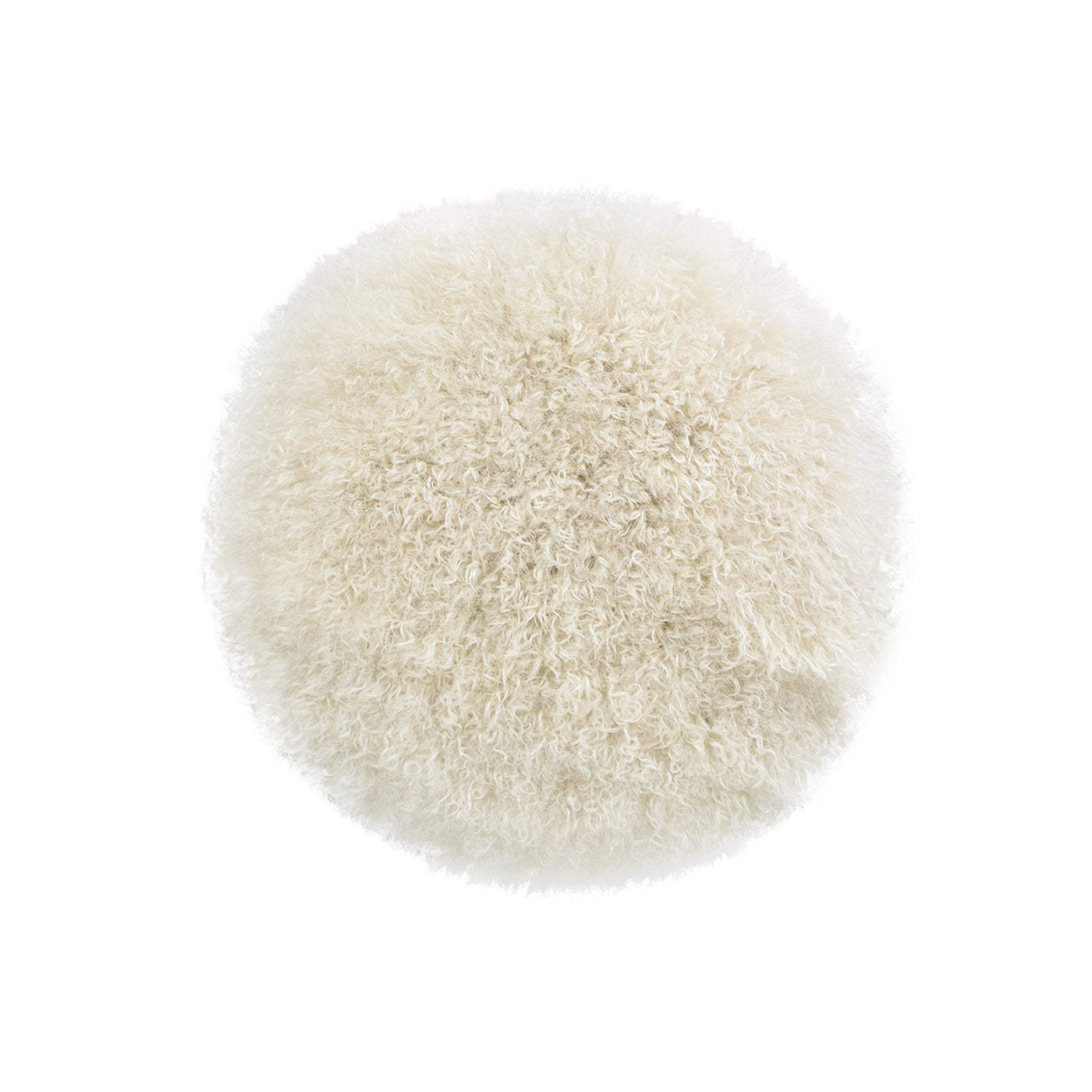 Alberta 16" Mongolian Sheepskin Round Ottomanlatte Beige Genuine Fur Cream Foam Fur