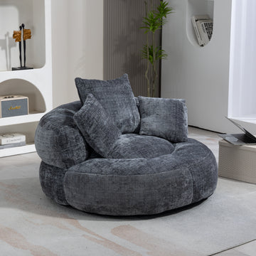 Coolmore Lazy Sofa Durable Comfort Lounger High Back Bean Bag Chair Couch With Three Pillows For Adults And Kids, Indoor & Outdoor, Single Gaming Sofa Chair For Bedroom,Office Gray Chenille Gray Foam Chenille 1 Seat