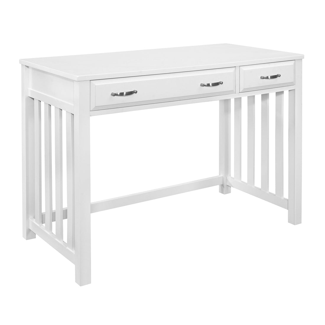 Modern Traditional 1Pc Desk With 2X Drawers White Finish Keyboard Drawer Wooden Furniture White Shelves Rectangular Engineered Wood,Wood