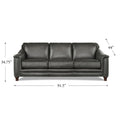 Belfast Top Grain Leather Sofa Couch Gun Ash Genuine Leather Wood Primary Living Space Medium Firm Cushion Back Mid Century Modern Eucalyptus Square Arms Down Filling Leather 3 Seat