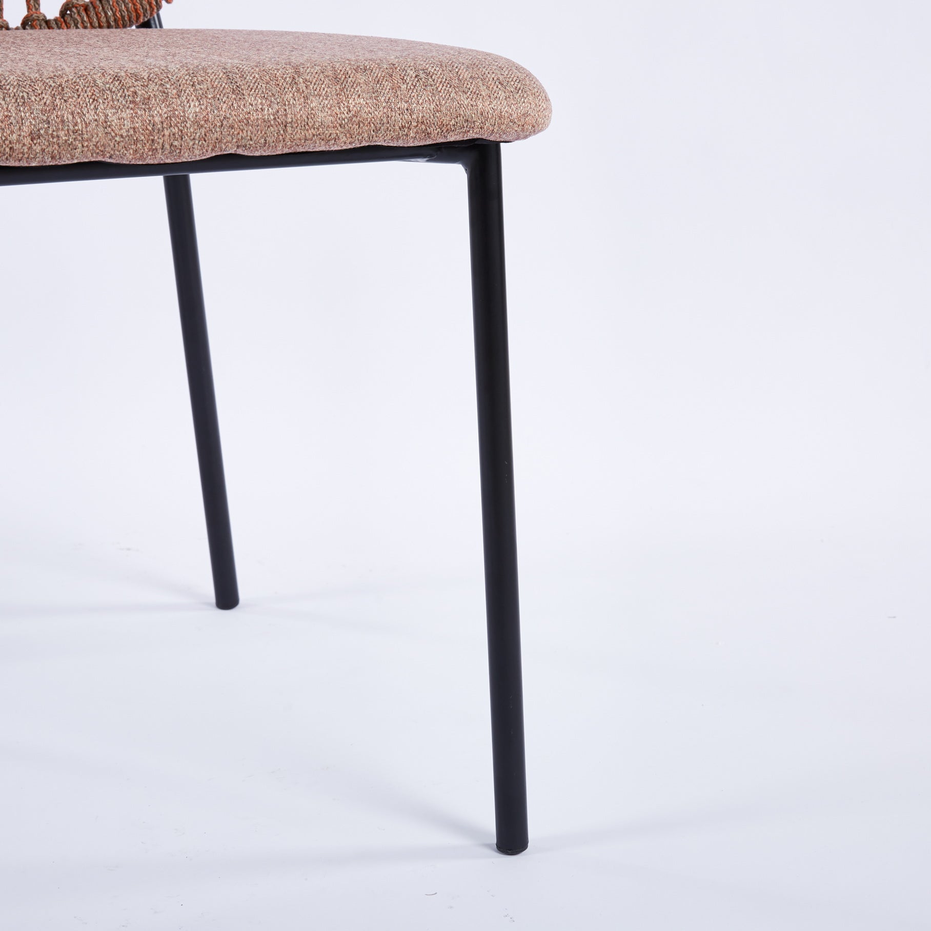 Black Leg And Orange Sennit Chair,Set Of 4,Dining Chair,Coffee Chair Orange Dark Brown Metal