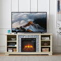 Mantel Electric Fireplace Stone Tv Media Stand, Open Storage Modern Entertainment Console Space With 18