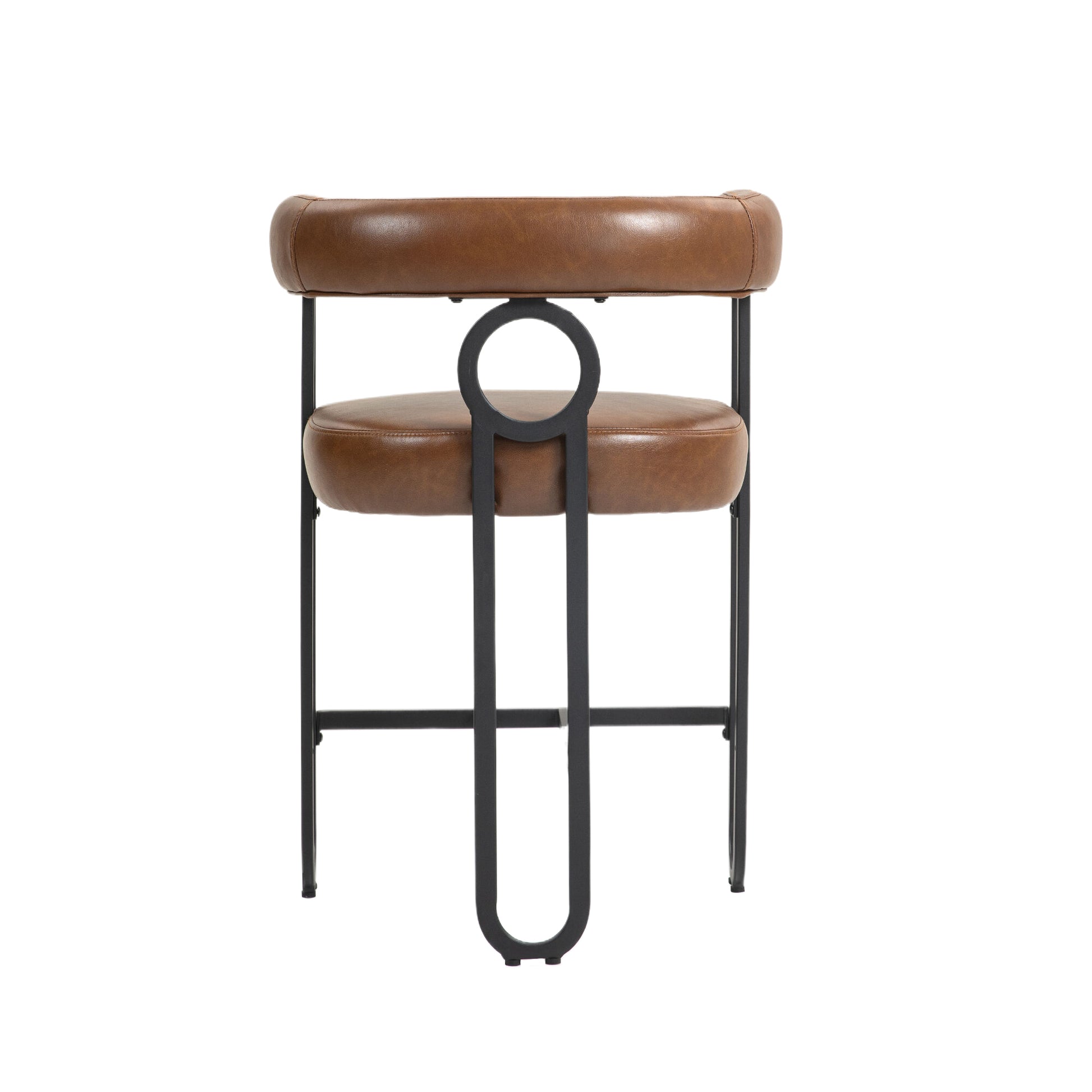 Coolmore Bar Stools Set Of 2, Modern Bar Stool With Back, Black Metal Frames, Upholstered Bar Stools For Kitchen Island, Pub, Club Light Brown Pu Light Brown Foam Pu Leather