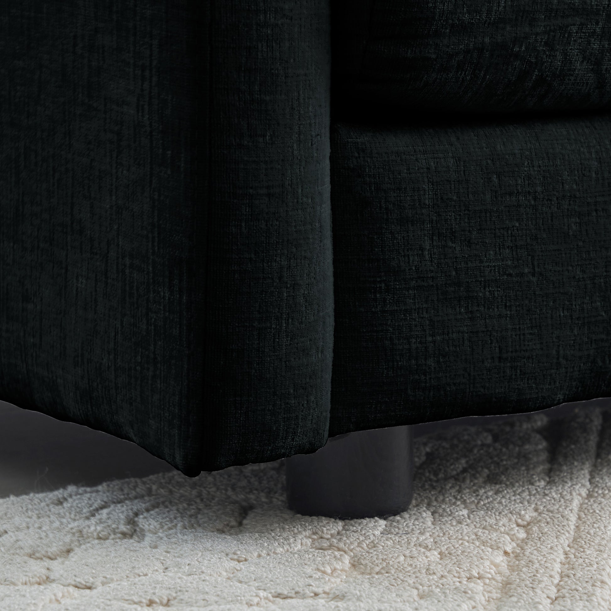 Comfortable Deep Seat Reversible Modular 6 Seater Sectional Super Soft Sofa U Shaped Sectional Couch With 3 Ottomans, 3 Toss Pillows And 2 Arm Pillows Black Chenille 3 Seat