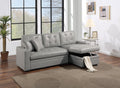 Light Gray Faux Leather Convertible Sectional Sofa Pull Out Bed Couch Storage Chaise Tufted Reversible 2Pc Sectional Living Room Light Gray Primary Living Space Tufted Back Contemporary,Modern L Shaped Square Arms Faux Leather 4 Seat