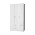 Douglas Armoire In Melamine, Two Drawers, Hanging Rod And 4 Doors. White Bedroom Contemporary Particle Board Melamine